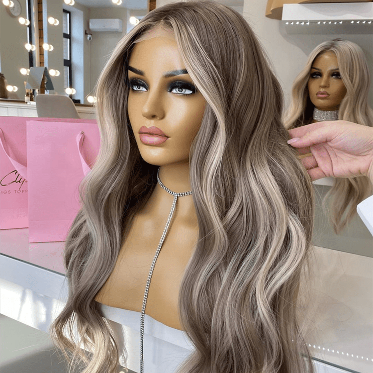 Luxury Hair Ash Platinum Blonde Color Straight Wave Virgin European Cuticle Aligned Hair HD Lace Front Wigs