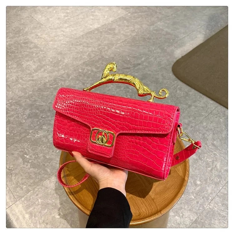 Luxury Leopard Alligator Pattern leather Bags Colorful Crossbody Bag Causal Crocodile Shoulder Bag Small Flap Top-handle Clutch