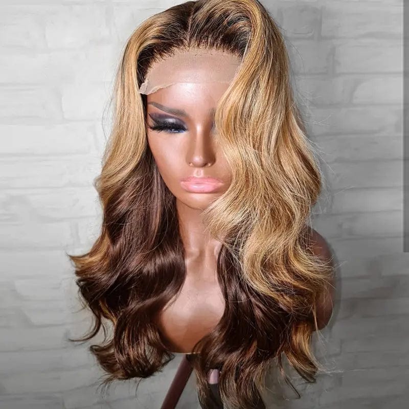 Luxury Ombre Brown Perruque One Donor Wigs Human Hair Lace Front Natural Wave Cuticle Aligned Hair Vendors Lace Frontal Wig