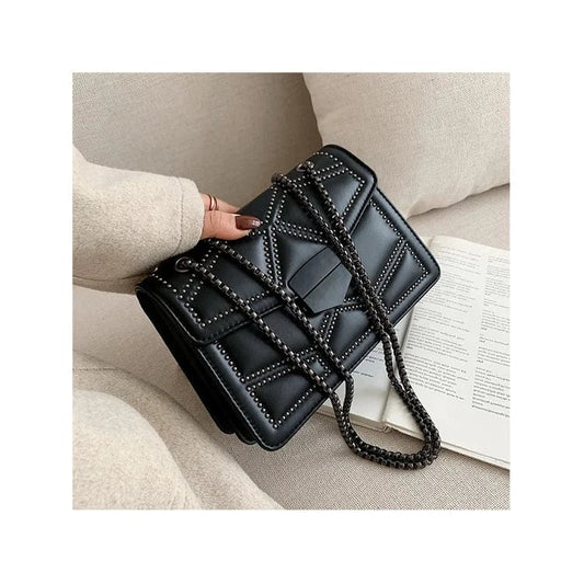 Luxury Rivets Women Handbags Fashion Lock Shoulder Messenger Bag Girls Small Chains Tote Bag New Female Purses