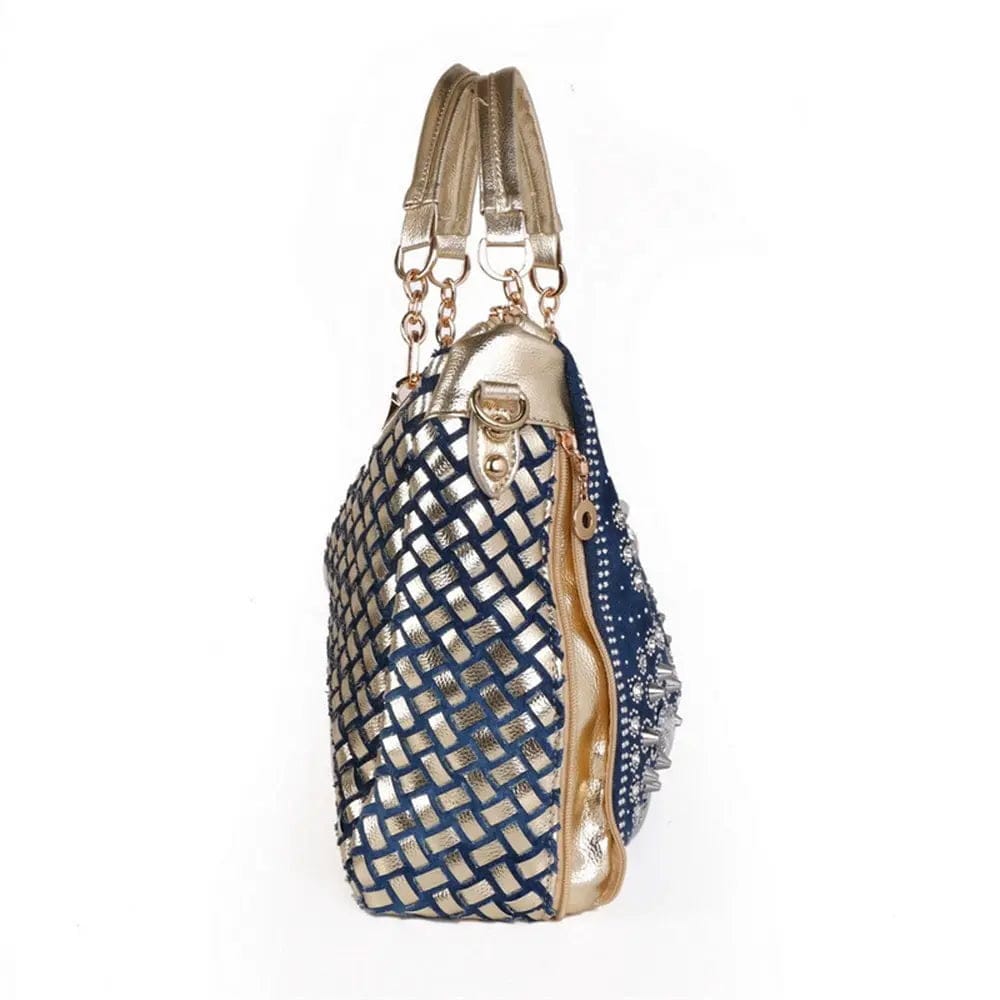 Luxury Trendy Casual Fashion Shoulder Bag For Ladies Rhinestone Women's Denim Handbag Shoulder Tote Bag