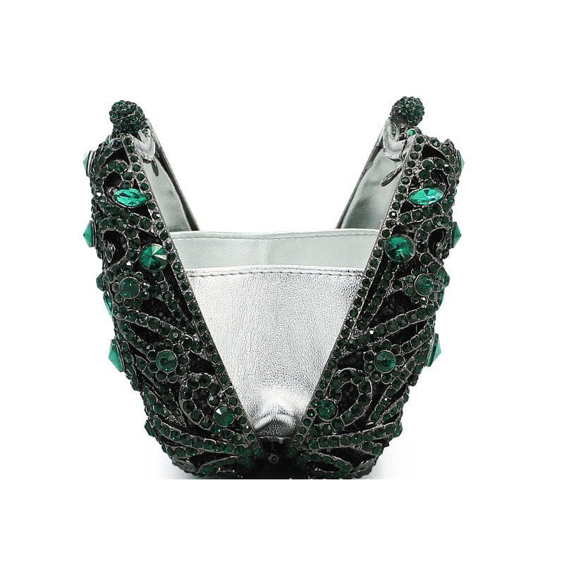 Luxury Trendy Women's Green Bling Crystal Evening Party Clutch Bags Dinner Dress Rhinestone Purse Female Prom Banquet Clutch