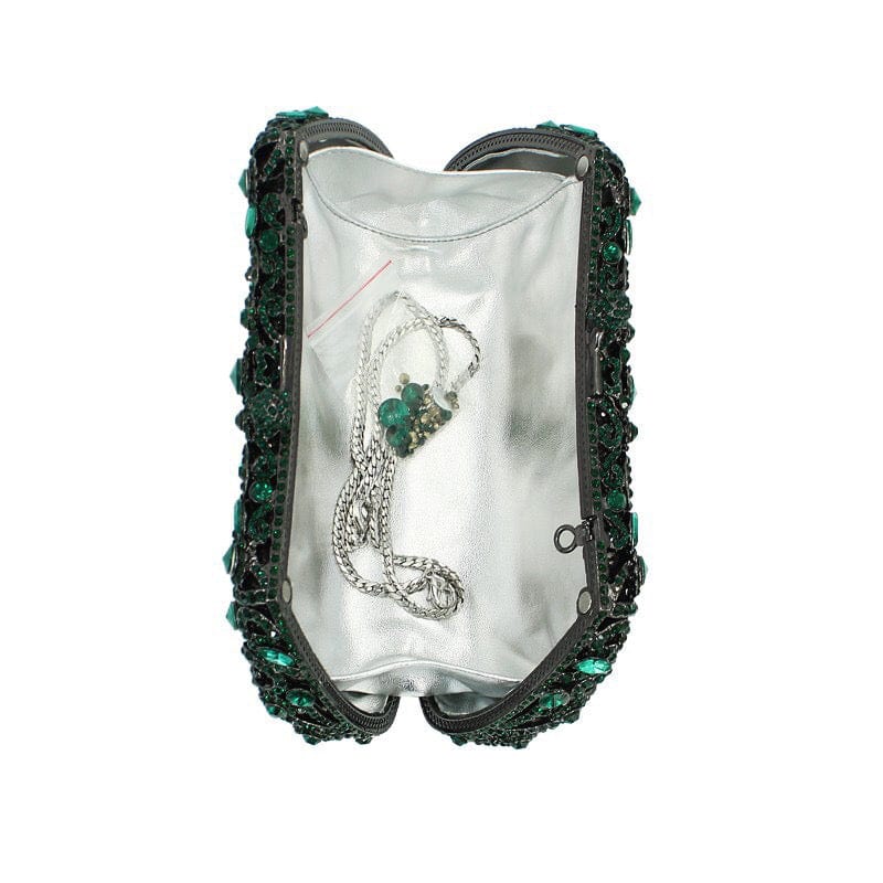 Luxury Trendy Women's Green Bling Crystal Evening Party Clutch Bags Dinner Dress Rhinestone Purse Female Prom Banquet Clutch