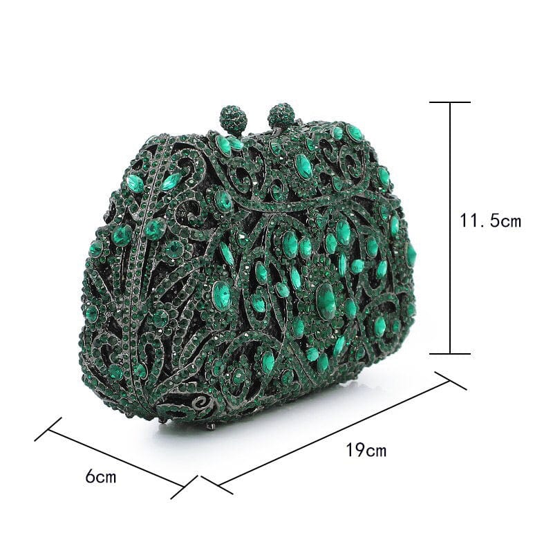 Luxury Trendy Women's Green Bling Crystal Evening Party Clutch Bags Dinner Dress Rhinestone Purse Female Prom Banquet Clutch