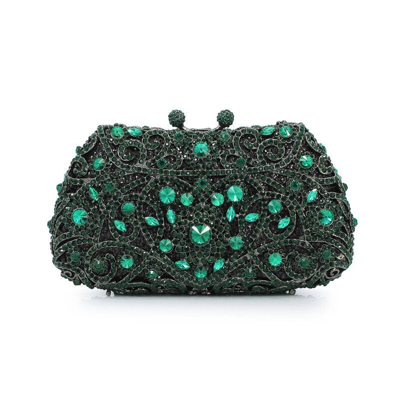Luxury Trendy Women's Green Bling Crystal Evening Party Clutch Bags Dinner Dress Rhinestone Purse Female Prom Banquet Clutch