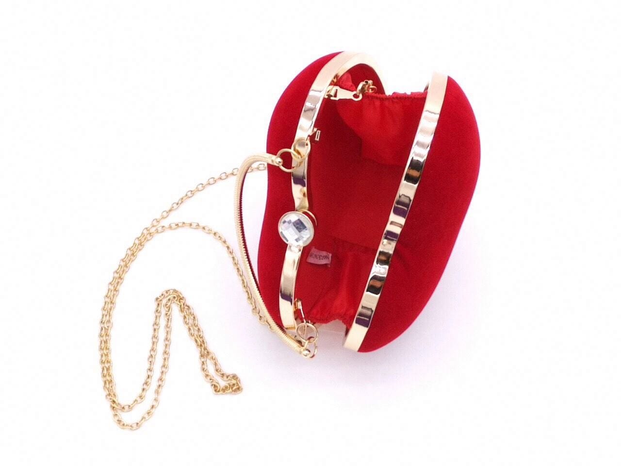 Luxury Valentine Bridal Wedding Velvet Heart Shape Women Party Purse Dinner Banquet Clutch Bag Ladies Handbag Girls Evening Bag