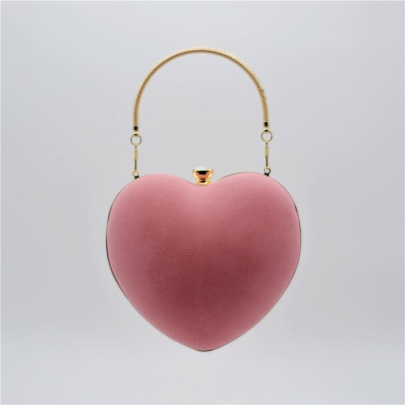 Luxury Valentine Bridal Wedding Velvet Heart Shape Women Party Purse Dinner Banquet Clutch Bag Ladies Handbag Girls Evening Bag