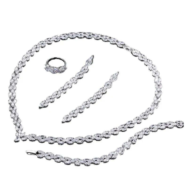Luxury Wedding Bridal Silver Color Zirconia Stone High Quality jewelry sets for Bride