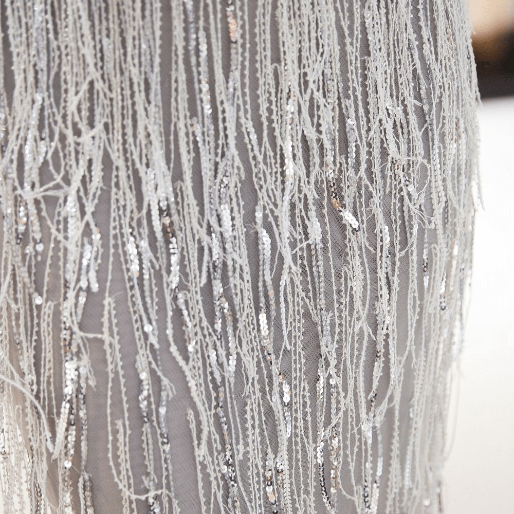 Luxury wedding cocktail dresses women elegant bodycon v neck sequin dress fringes bead evening prom maxi dress party gowns