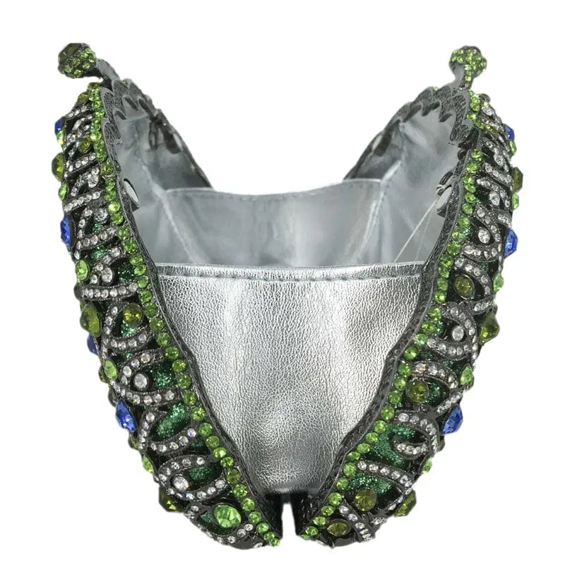 Luxury Woman Bling Crystal Rhinestone Beaded Clutch Purse Top Quality Shinny Peacock Evening Bag for Wedding Party Handbag