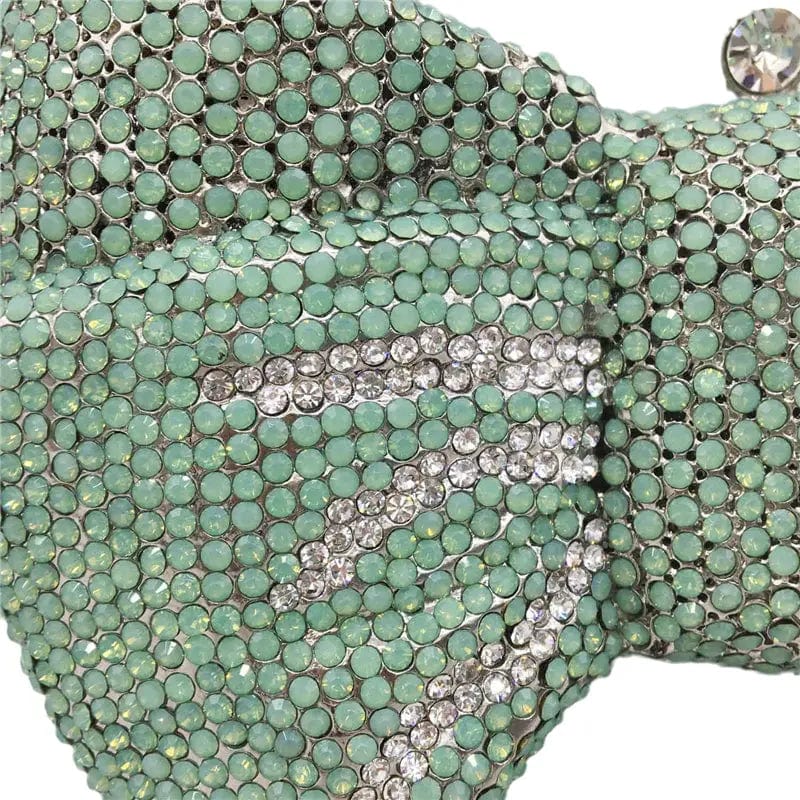 Luxury Women Bow Clutch Crystal Evening Bags Hard Case Metal Minaudiere Rhinestone Handbags Wedding Party Purse