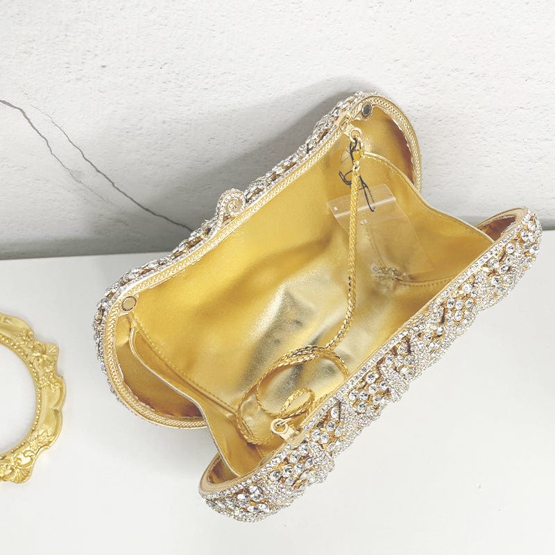 Luxury Women Evening Party Elegant Bridal Wedding Diamond Rhinestone Bag Crystal Sunflower Purses Bag
