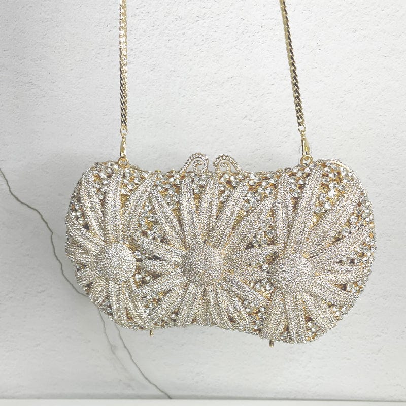 Luxury Women Evening Party Elegant Bridal Wedding Diamond Rhinestone Bag Crystal Sunflower Purses Bag
