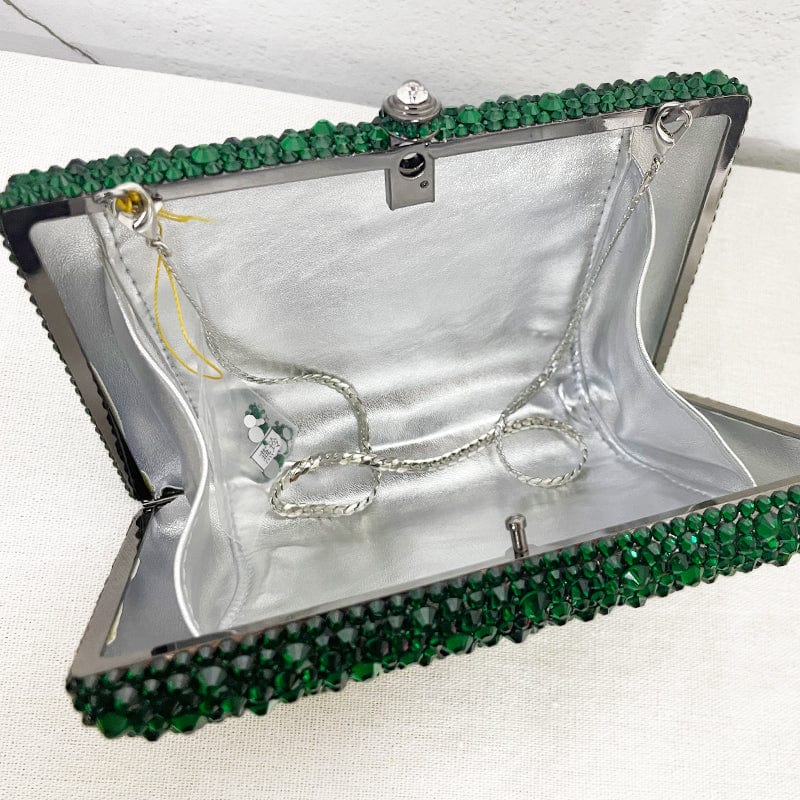Luxury Women Green Crystal Clutch Bag Wedding Evening Bags Metal Handbag Bridal Purse Wedding Party Clutches