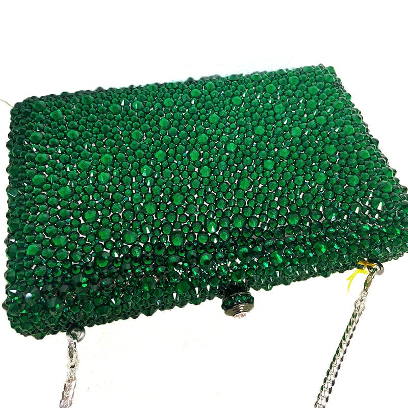 Luxury Women Green Crystal Clutch Bag Wedding Evening Bags Metal Handbag Bridal Purse Wedding Party Clutches