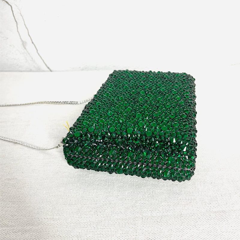 Luxury Women Green Crystal Clutch Bag Wedding Evening Bags Metal Handbag Bridal Purse Wedding Party Clutches