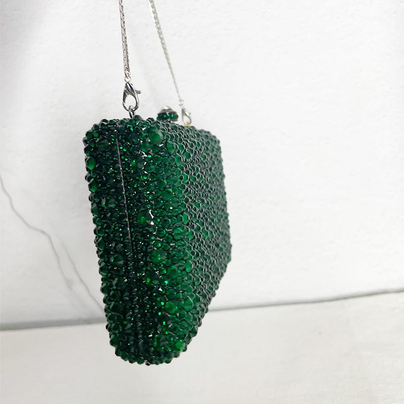 Luxury Women Green Crystal Clutch Bag Wedding Evening Bags Metal Handbag Bridal Purse Wedding Party Clutches