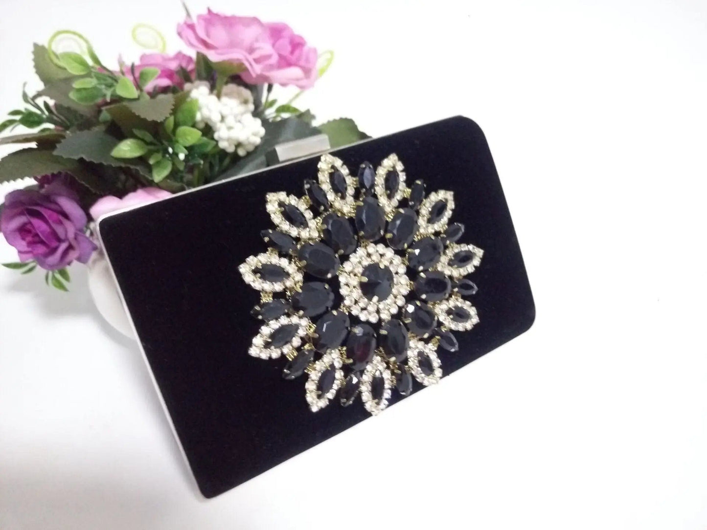 Luxury Women High Quality Flower Diamonds Evening Wedding Bags Ladies Velvet Fashion Ladies Clutch Dinner Banquet Clutch Bag