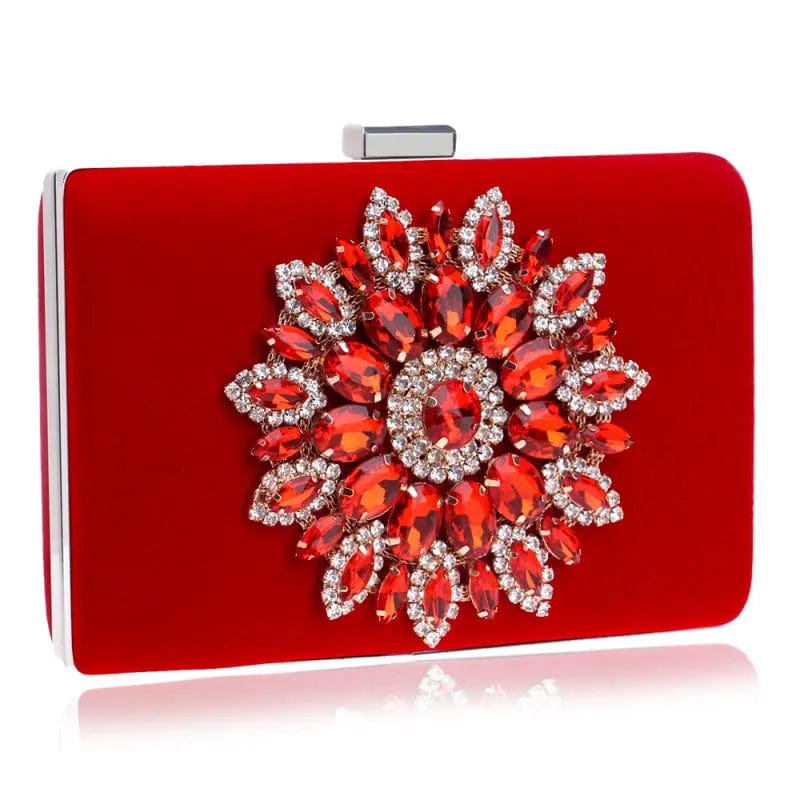 Luxury Women High Quality Flower Diamonds Evening Wedding Bags Ladies Velvet Fashion Ladies Clutch Dinner Banquet Clutch Bag