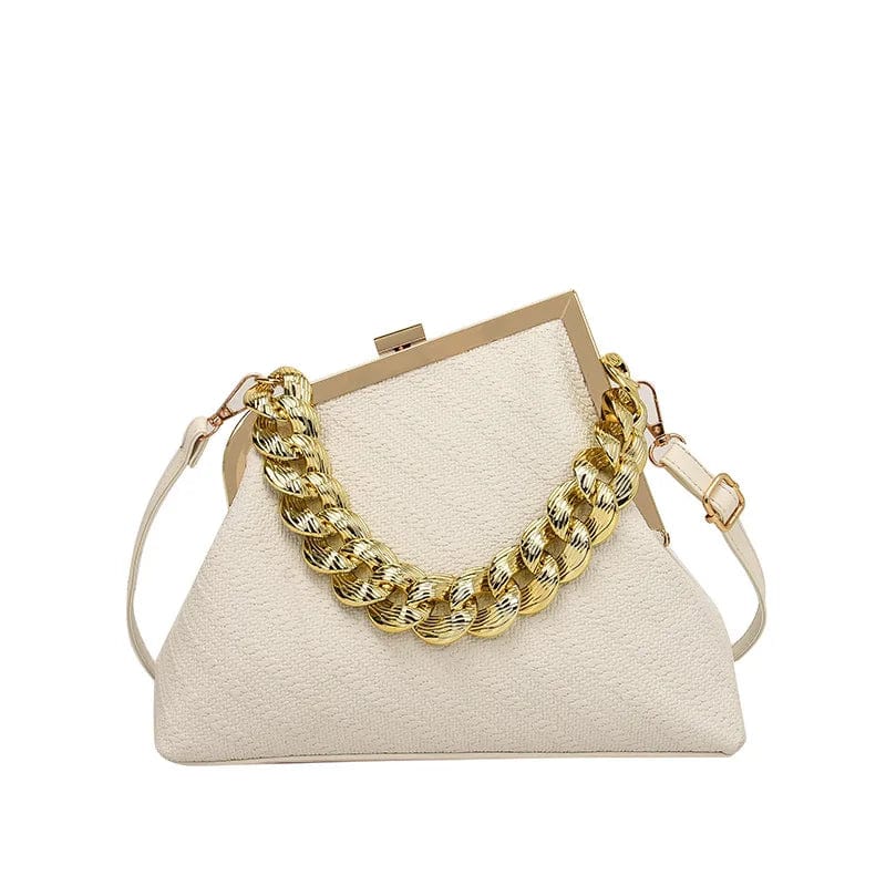 Luxury Women Twist Pattern Frame Shoulder Bag Gold Thick Chain Messenger Bags Totes PU Leather Handbags Lady Evening Clutch