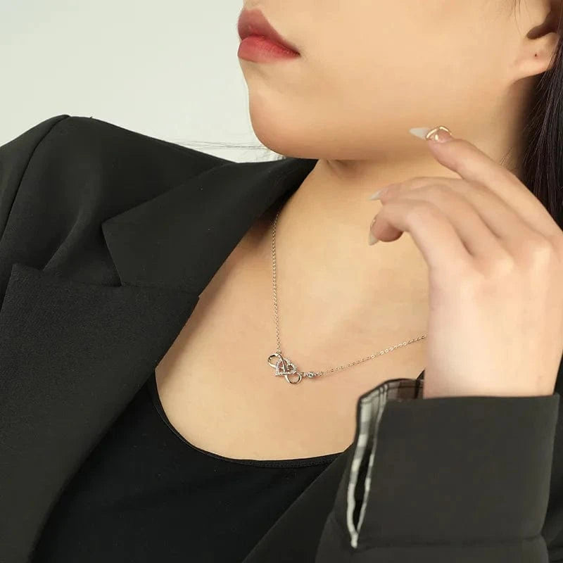 LW10222 Fashion 925 Sterling Silver Necklace Number Eight And Heart Zircon Pendant Gold Plated Necklaces For Women