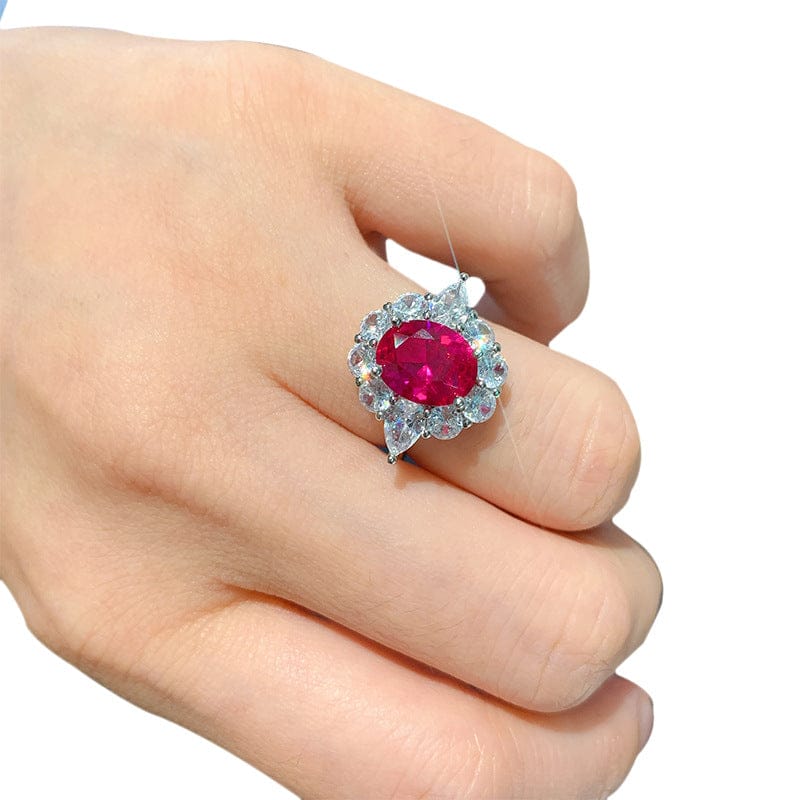 LWJS80109 4 Pcs Diamond Necklace Earrings Rings Style Real Gold Plated Zircon Ruby Jewelry Set For Wedding