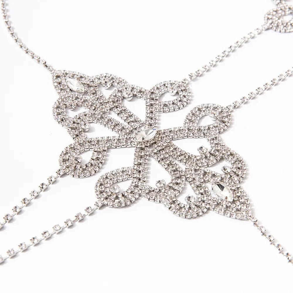 LWZ30093 Women Rhinestone Sexy lingerie Body Chain Bra Jewelry Party Night Club Shiny Diamond Metal Backless Halter Bralette Top