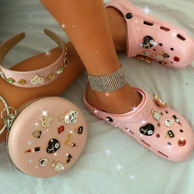 LX40 New Arrivals Ladies Sandals Purse And Headband Set Fashion Designer Sandals