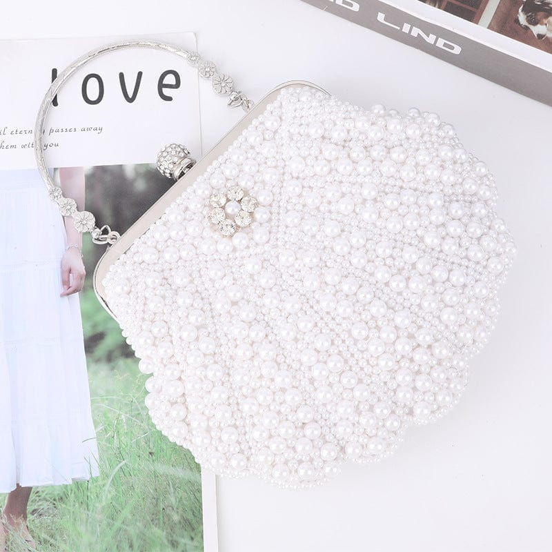 M / 11 beaded wedding bridal evening bags hollow fashion women clutch pearl diamonds handbags shell design for party diner purse