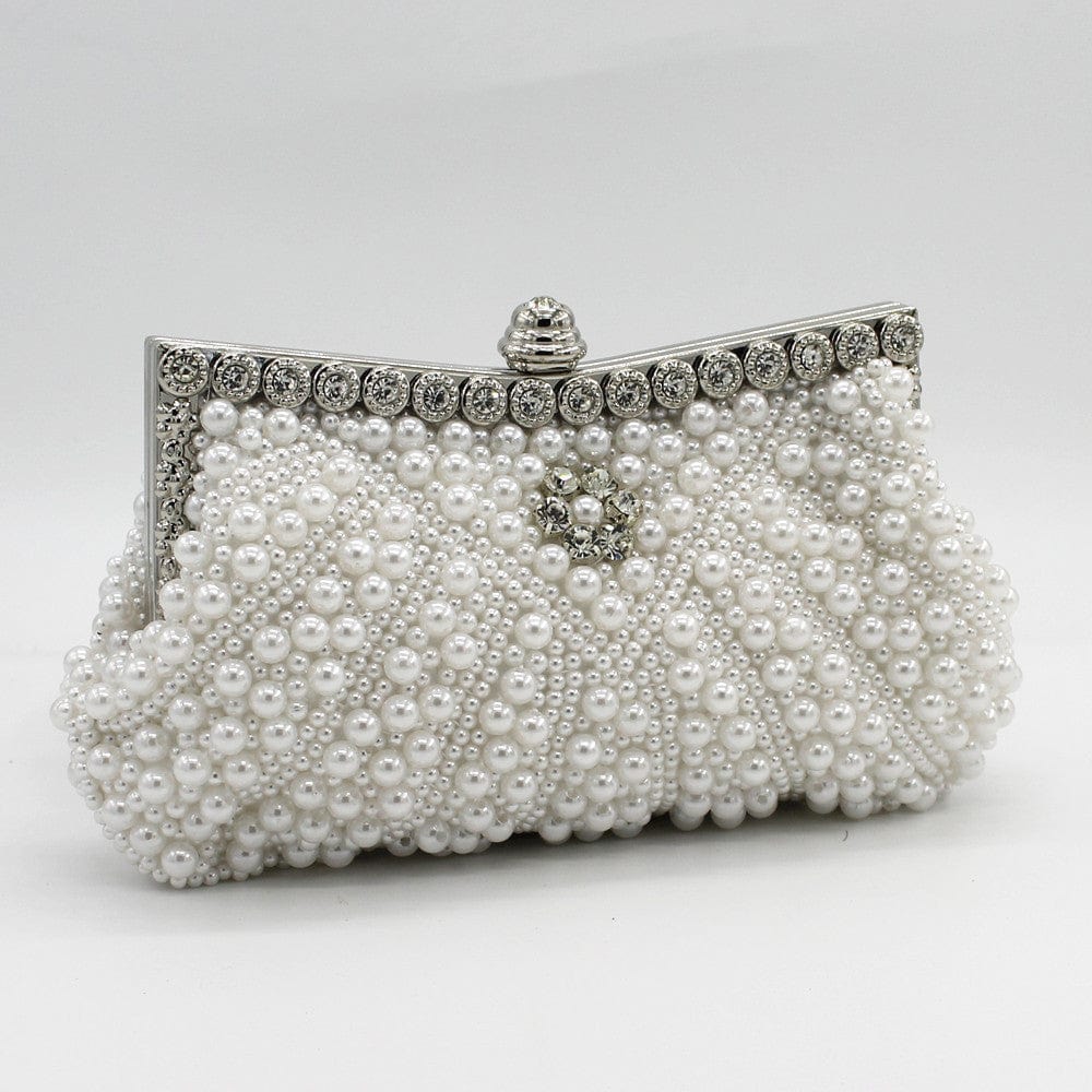 M / 12 beaded wedding bridal evening bags hollow fashion women clutch pearl diamonds handbags shell design for party diner purse