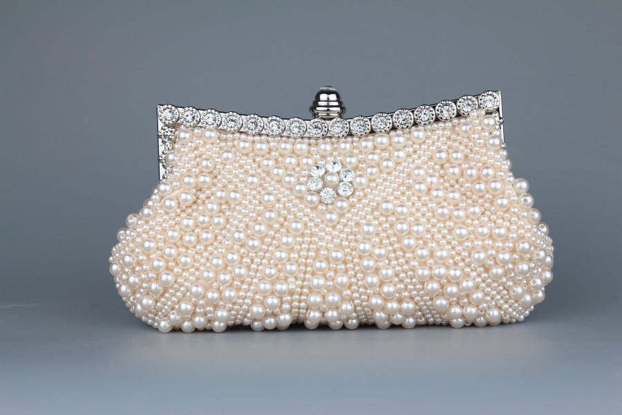 M / 15 beaded wedding bridal evening bags hollow fashion women clutch pearl diamonds handbags shell design for party diner purse