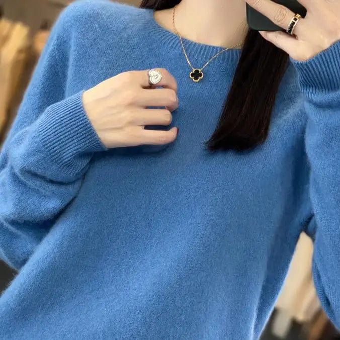 M / 3 S-XXL round neck 100%-cashmare Knit Women's V neck Pullover Loose Bottom Sweater Autumn/Winter New Solid Color Sweater