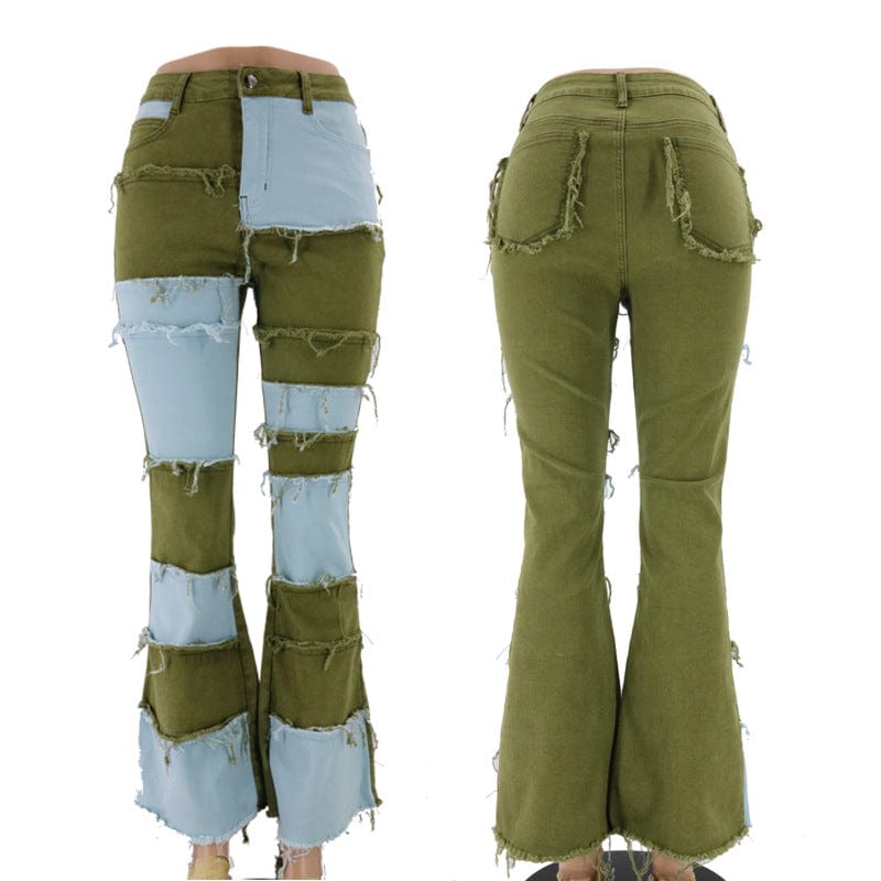 M / 4 2022 New High Quality Women High Waist Stretchy Patchwork Denim Pants Jeans