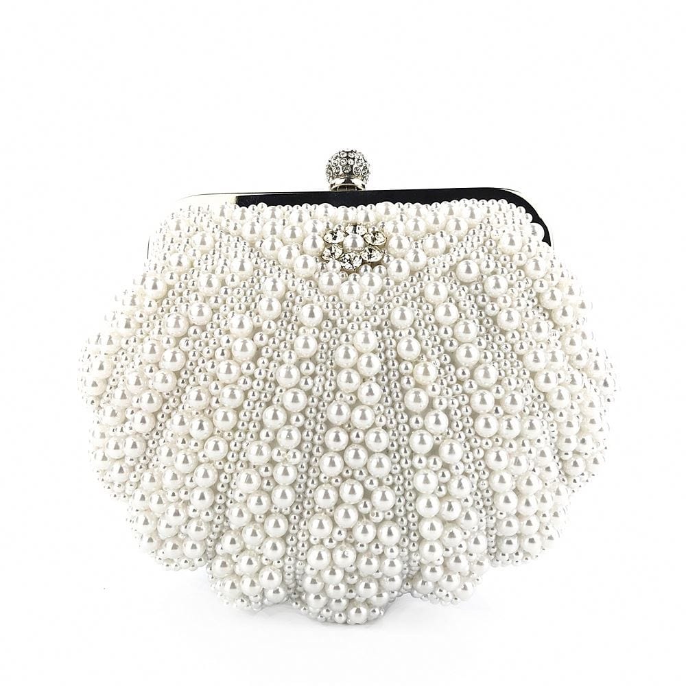 M / 7 beaded wedding bridal evening bags hollow fashion women clutch pearl diamonds handbags shell design for party diner purse