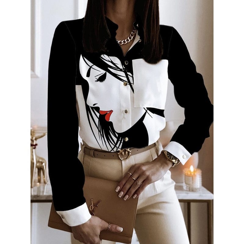 M / 8 2023 New Blouse Women Turn-down Collar Long Sleeve Fashion Plus Size Casual Blouses Elegant Lady Office Work Shirts Tops