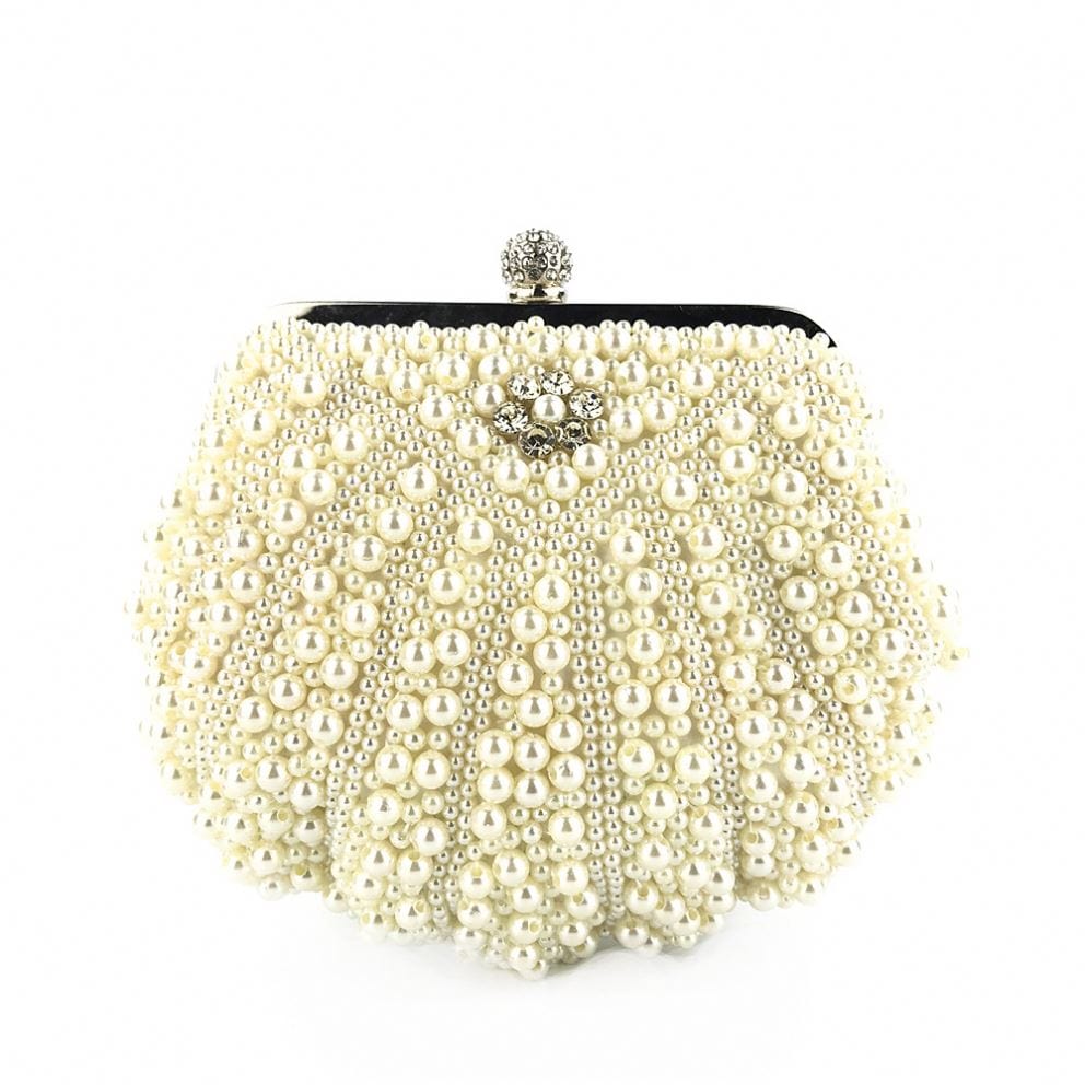 M / 8 beaded wedding bridal evening bags hollow fashion women clutch pearl diamonds handbags shell design for party diner purse