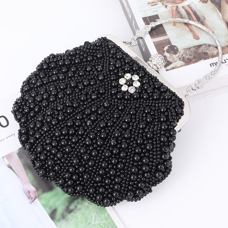 M / 9 beaded wedding bridal evening bags hollow fashion women clutch pearl diamonds handbags shell design for party diner purse