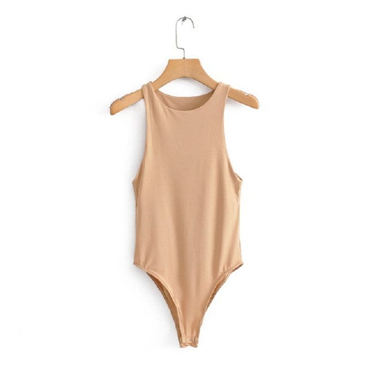 M / Apricot Bodysuit Women Clothing Sexy Body Sleeveless Black White Top Summer Backless Bodysuits