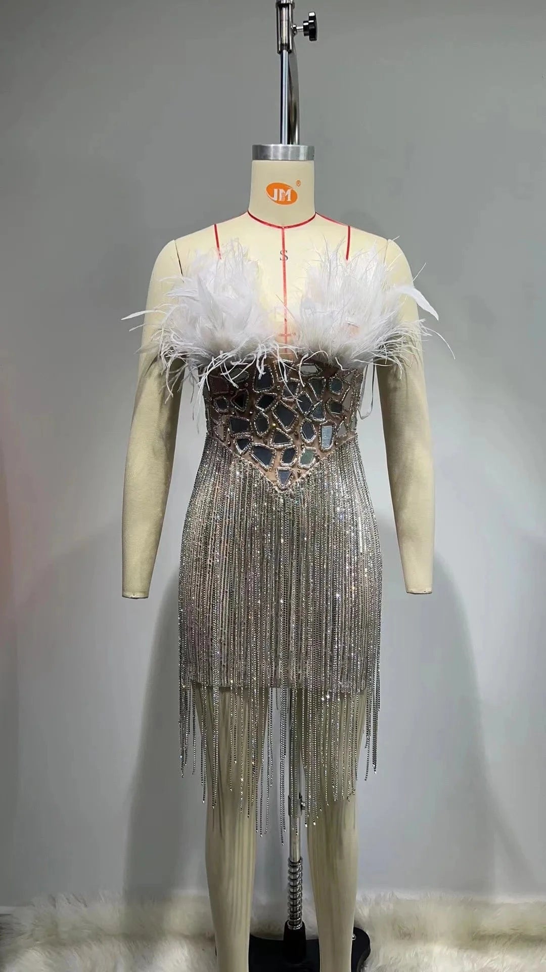 M / As picture Dropshipping Products Women's Clothing Elegant Feathers Dress Sexy Strapless Beaded Tassel Prom Party Dresses