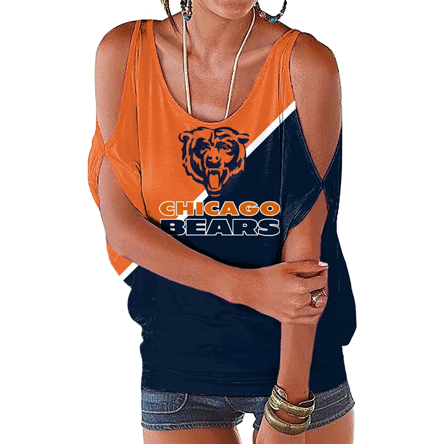 M / bears custom nfl polyester t shirt girl o neck short sleeve plain shirts ladies off shoulder plus size women's blouses & shirts