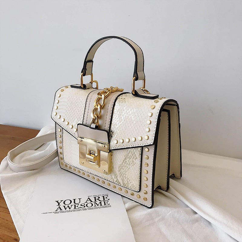 M / Beige snakeskin Luxury fashion designer alligator leather purses and handbags ladies hand bag womens shoulder for women