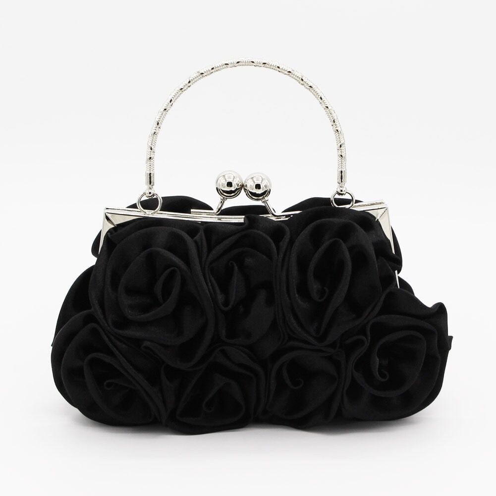 M / Black Fashion Purse Flower Bridal Dress Handbag Evening Bags Party Women Hand bags Cute Wedding Clutch Bag