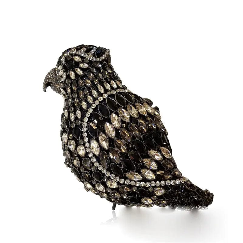 M / black High Quality  Handmade Crystal Rhinestone Bridal Clutches Evening Bag Party Diamond Animal Bird  Beaded Clutch Handbag