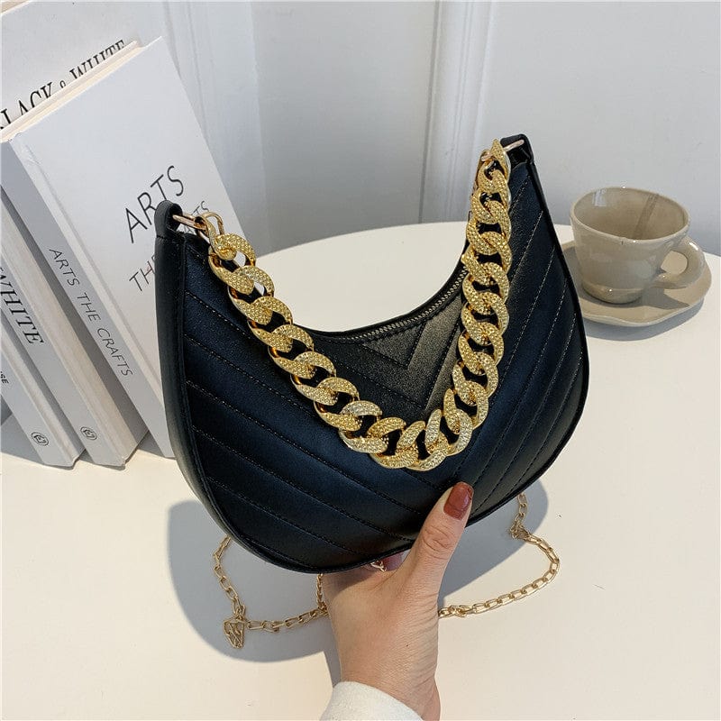 M / black Ins Fashion Retro Chain Bags Women Handbags Ladies Shoulder 2022 Crossbody Purses and Handbags Women