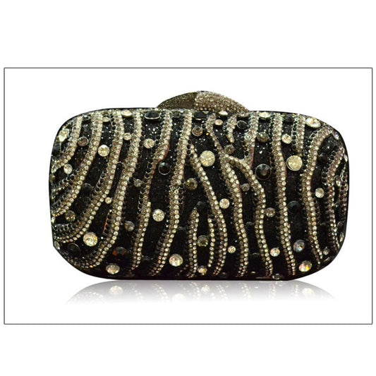 M / black Ladies Rhinestones Evening Purse With Crystal Evening Clutch Bag Woman Wedding Party Dinner Dress Handbags
