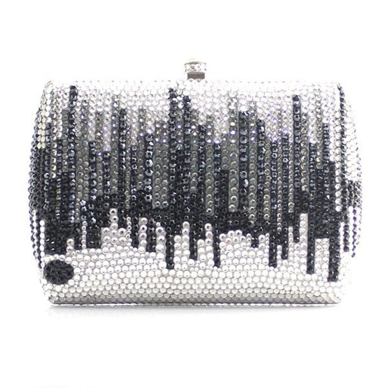 M / black Luxury Fashion Full Crystal Evening Clutch Bag Sparkly Gold Long Designer Pochette Wedding Party Purse Bag Banquet Handbag