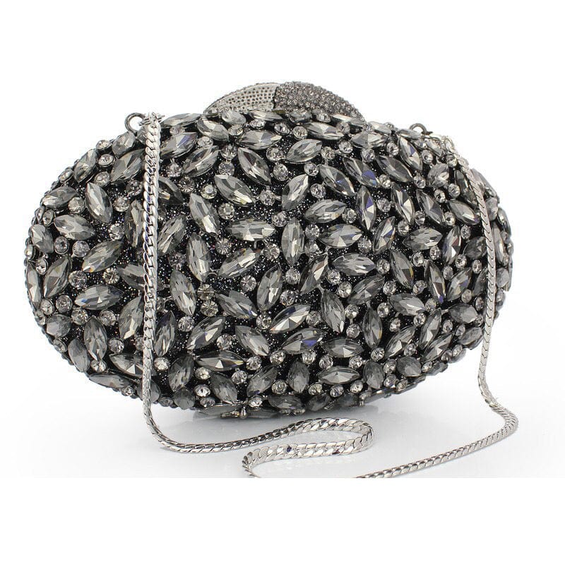 M / black Luxury Sparkly Bling Feast Banquet Purse Royal Crystal Evening Clutch Hollow Out Purse Bag Party Wedding Female Handbags