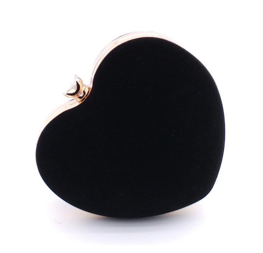 M / black Luxury Valentine Bridal Wedding Velvet Heart Shape Women Party Purse Dinner Banquet Clutch Bag Ladies Handbag Girls Evening Bag