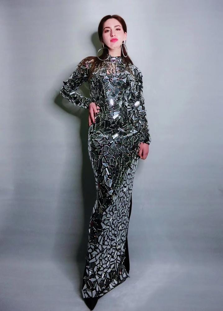 M / black Novance trending products on amazon full mirrors club dress 2022 sexy birthday Rhinestone dresses women wedding guest plus size
