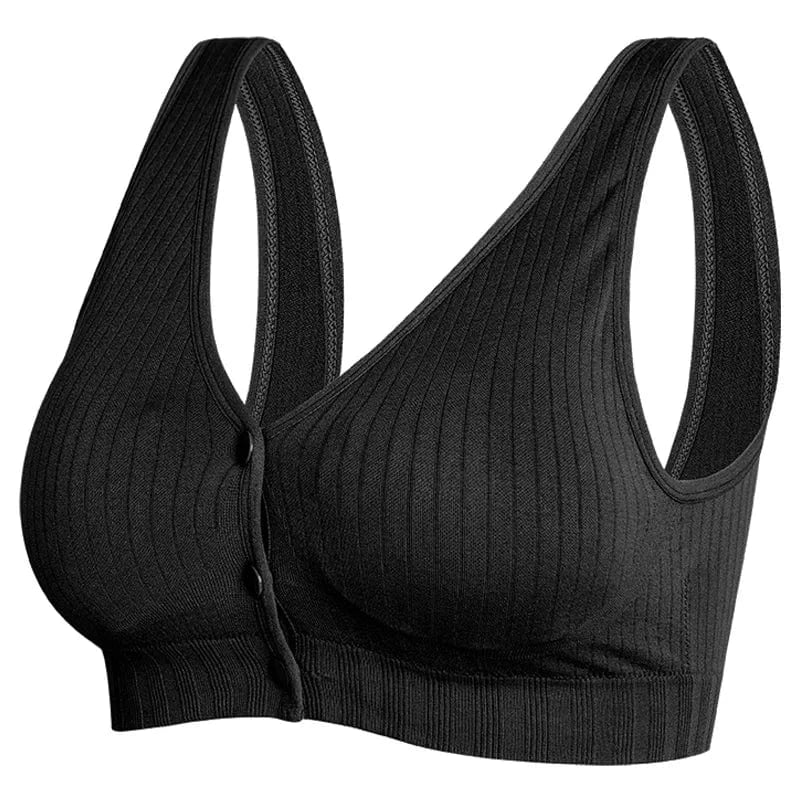 M / Black Plus Size Breastfeeding During Pregnancy Bra Seamless Wireless Pregnant Bra Tops Front Buttons Nursing Bra For Womens